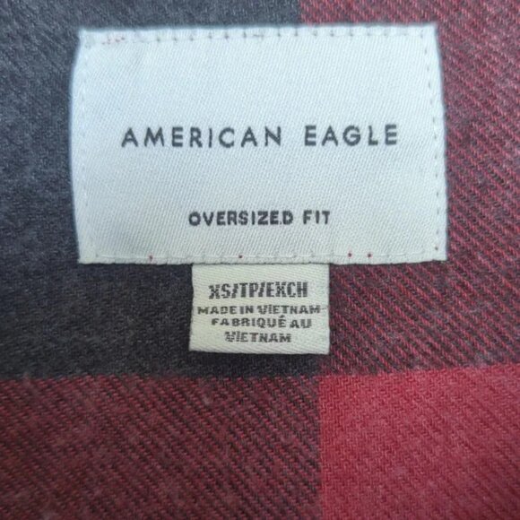 American Eagle Women's buffalo plaid oversized brushed flannel shirt size small - Picture 2 of 7
